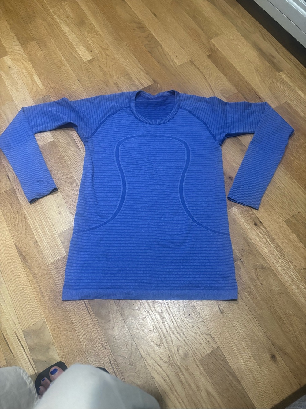lululemon athletica Electric Blue Ribbed Crew Neck Top